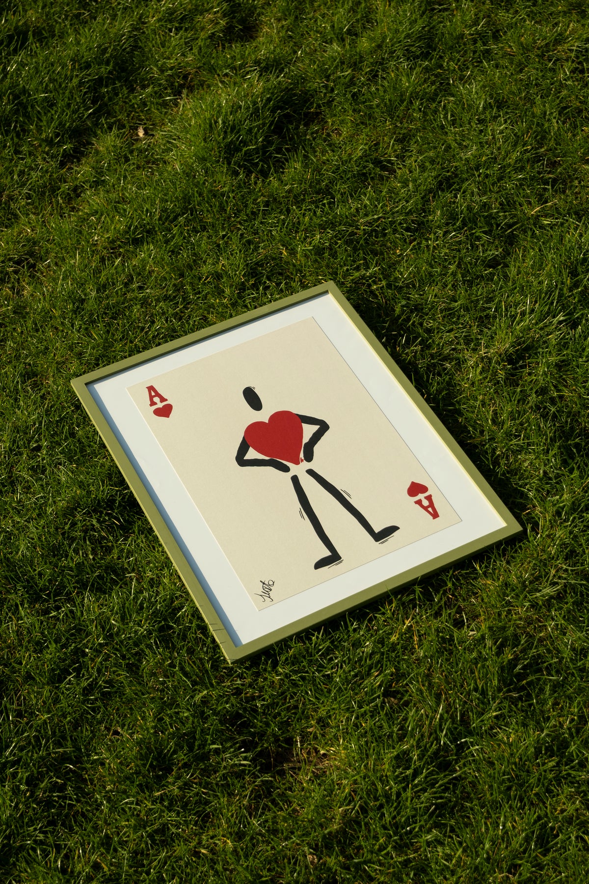Affiche A3 Bonhomme de Cœur, inspiré de l'As de Cœur, illustré à la main par JUSTE, papier d'art 320g