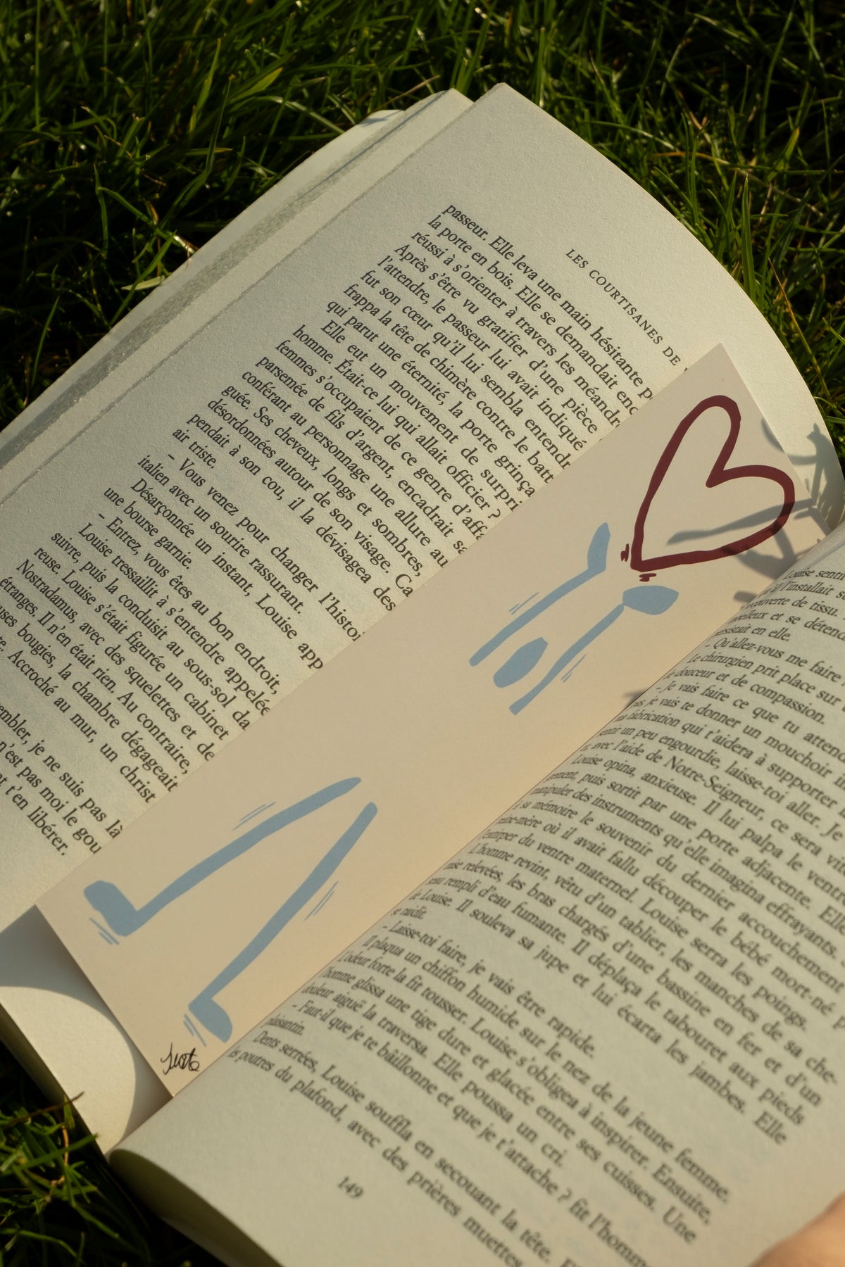 Marque-page Petit Porteur d'Amour, illustré à la main par JUSTE, papier texturé