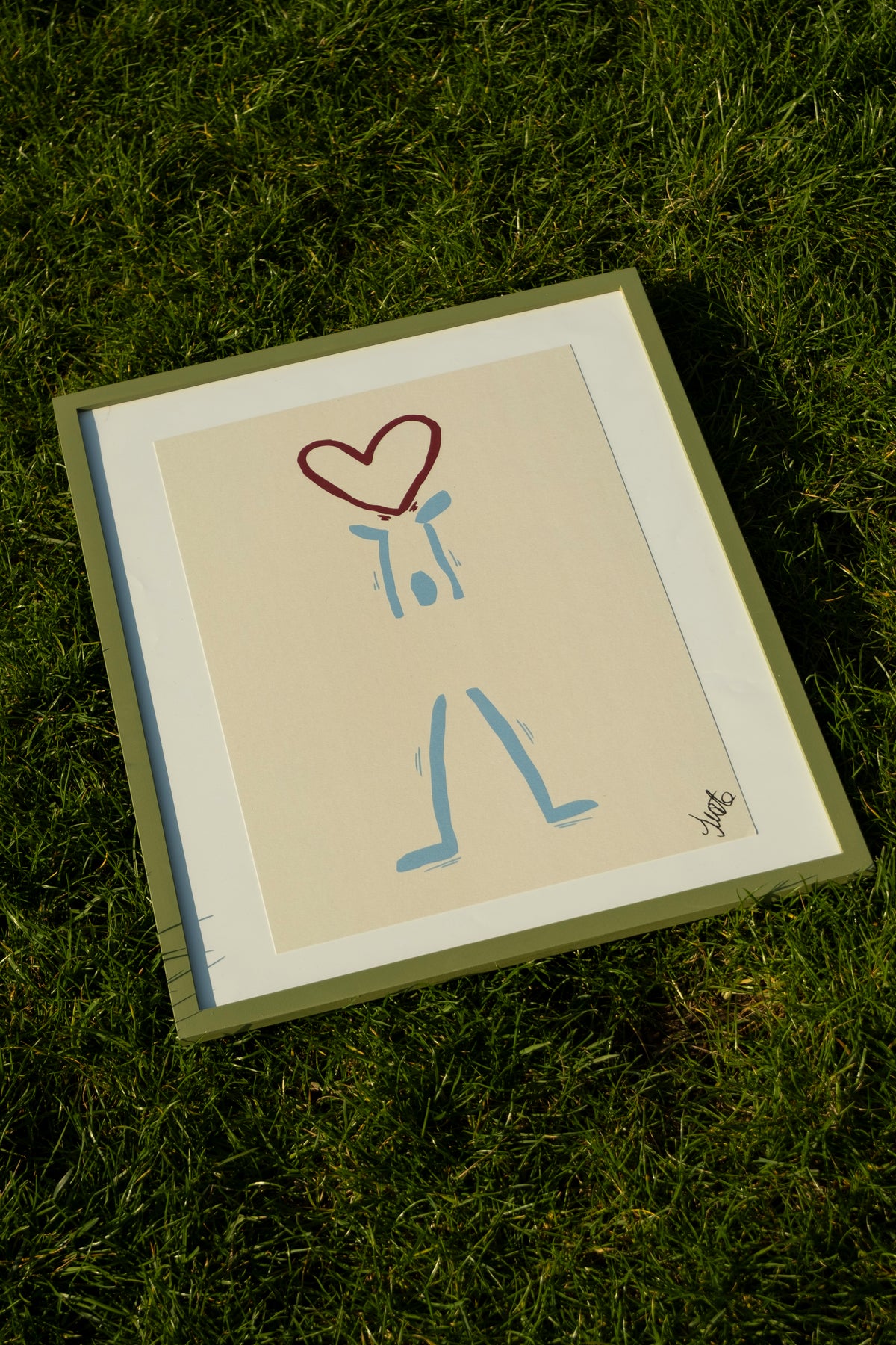 Affiche A3 Porteur d'Amour, un Bonhomme illustré à la main par JUSTE, papier d'art 320g
